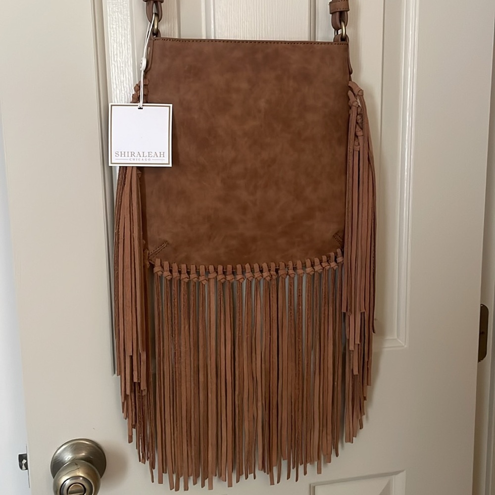 NWT Shiraleah Chicago Rousseau Vegan Leather Fringe Cross-Body Purse